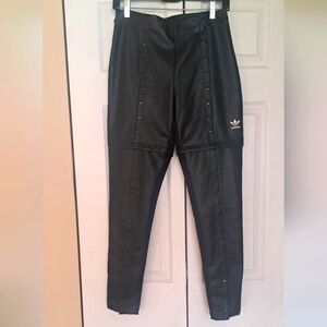 adidas  Always Original Faux Leather Slim Snap Button Yeezy Pant  Black Like New
